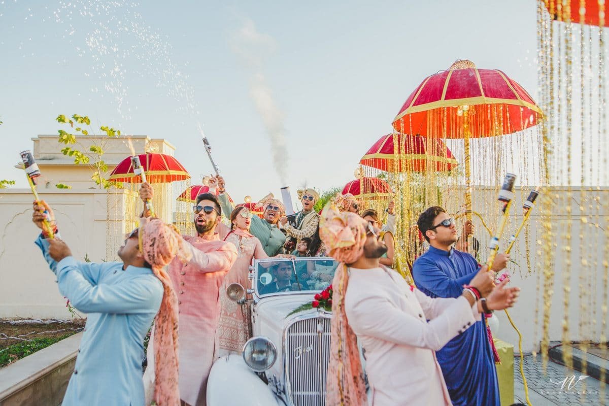 Traditional Barat procession in Indian wedding celebration